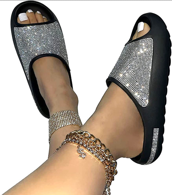 $30 Black Rhinestone Slides